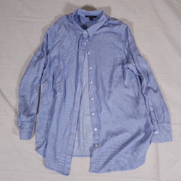 Banana Republic Parker Tunic Fit Hidden Button Shirt Womens Medium Striped - Picture 12 of 16